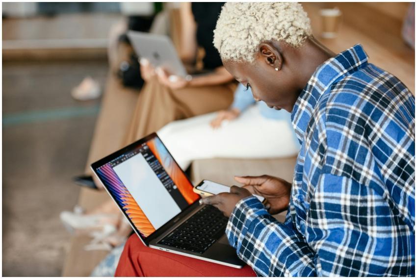 From above of young crop African Amercian female w