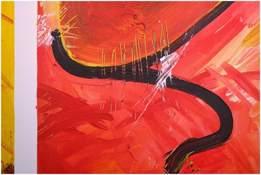 Dynamic abstract painting featuring bold strokes i