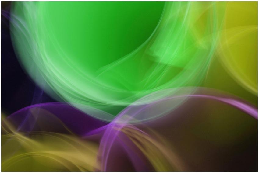 Colorful abstract image featuring green, purple, a