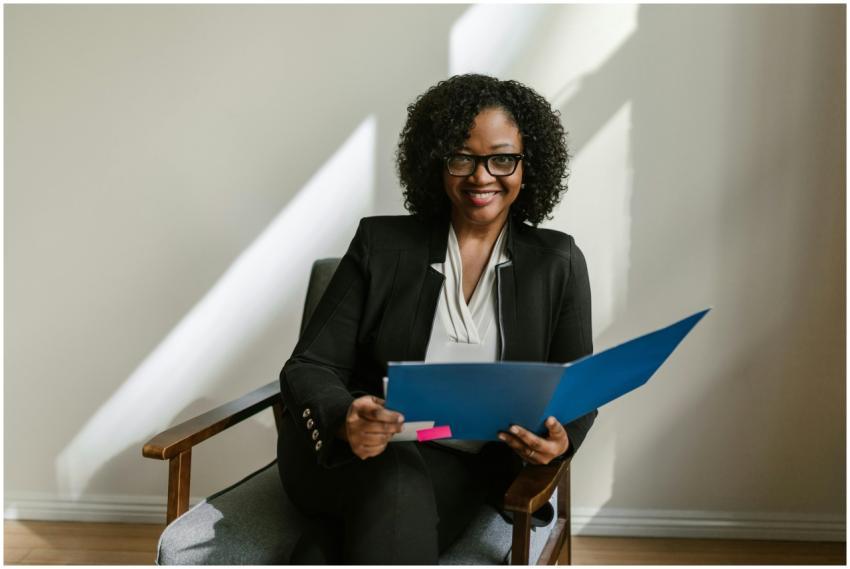 Professional African American woman with glasses a