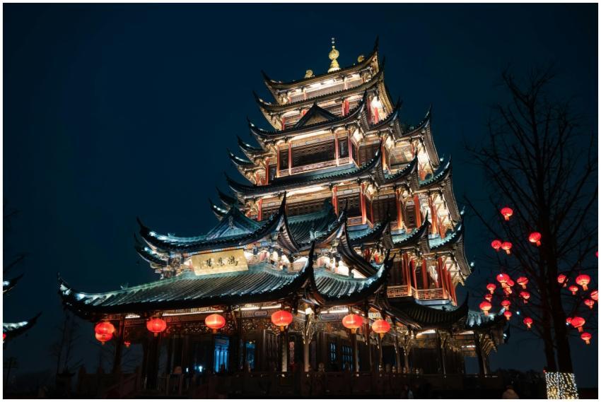 Stunning night view of a traditional Chinese build