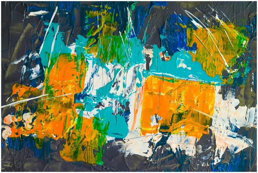 Colorful abstract acrylic painting with bold textu