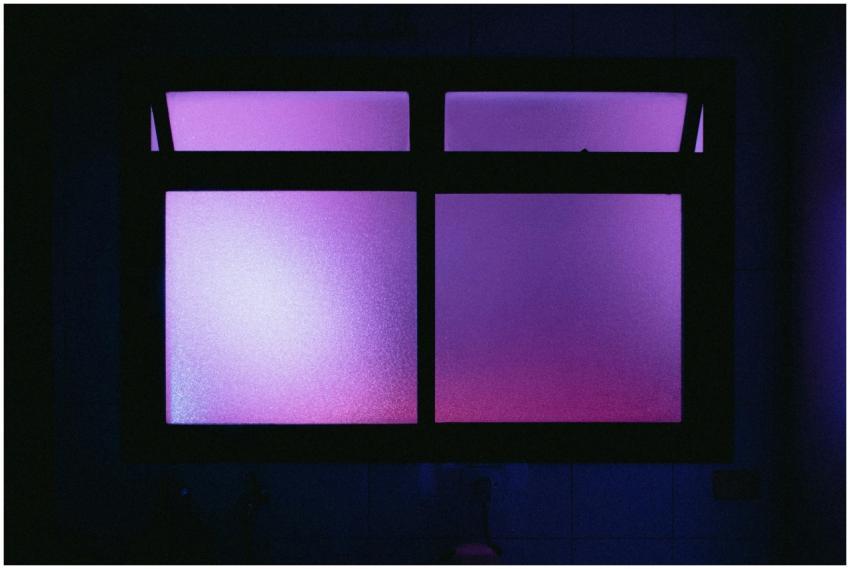 Abstract image of a window with purple and blue li