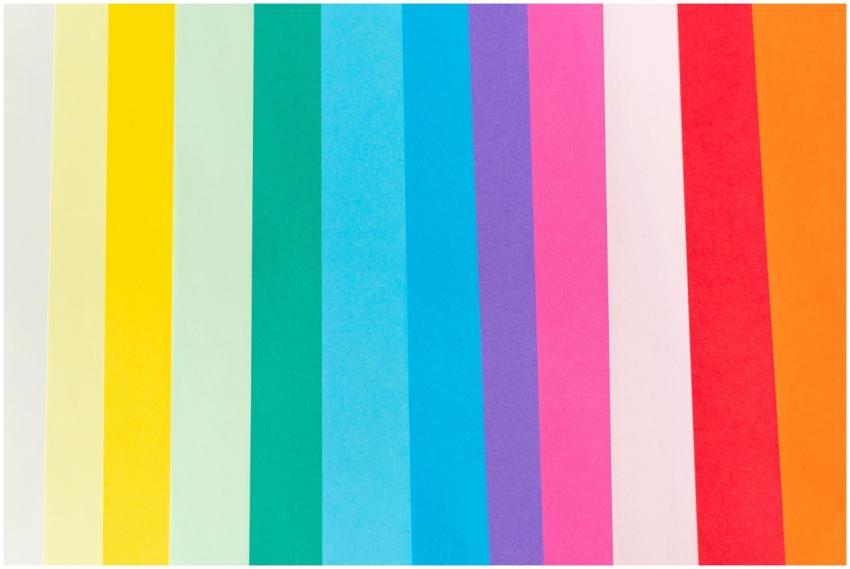 Top view of palette of vibrant colorful lines with