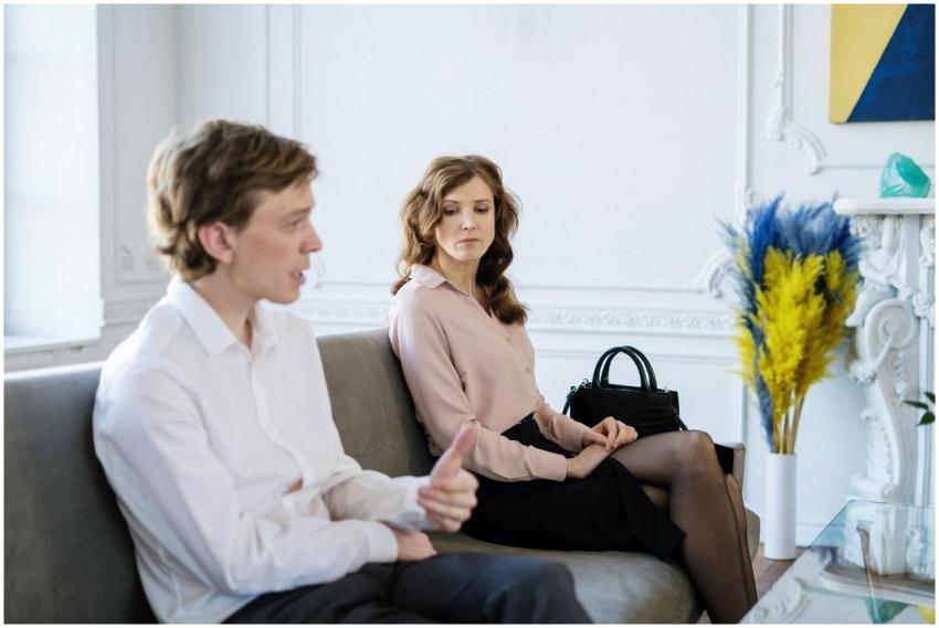 A couple engaging in a therapy session in a stylis
