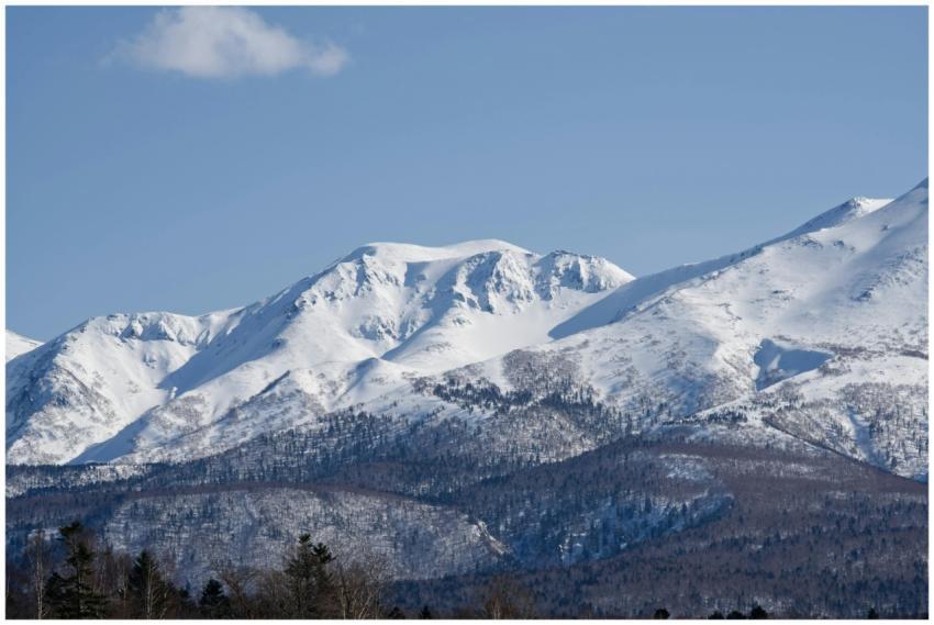 Breathtaking view of snowcapped Mount Asahi in Hok