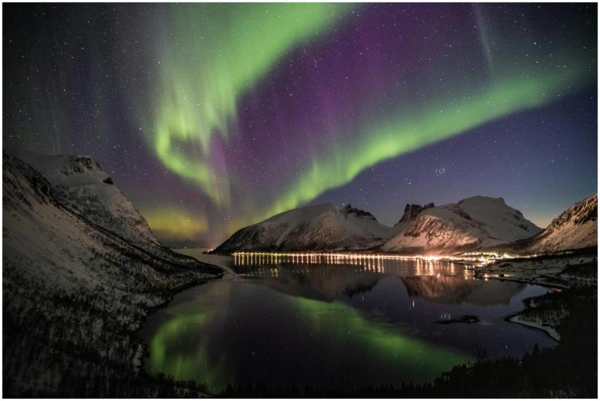 Breathtaking view of the Northern Lights dancing o