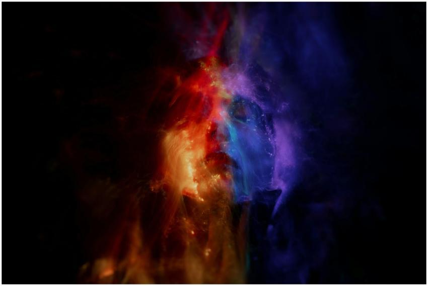 Abstract vibrant image featuring glowing red, oran