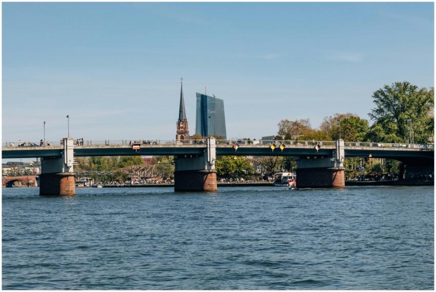 Scenic view of a bridge over the river in Frankfur