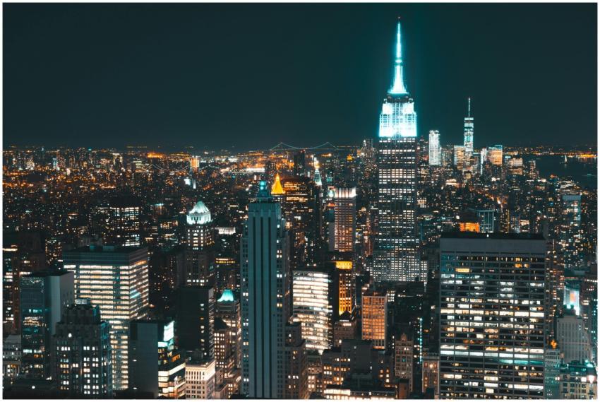 A breathtaking view of New York City's illuminated