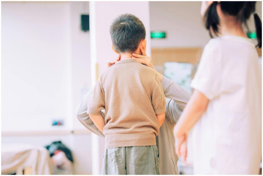 Young child being examined by a medical profession