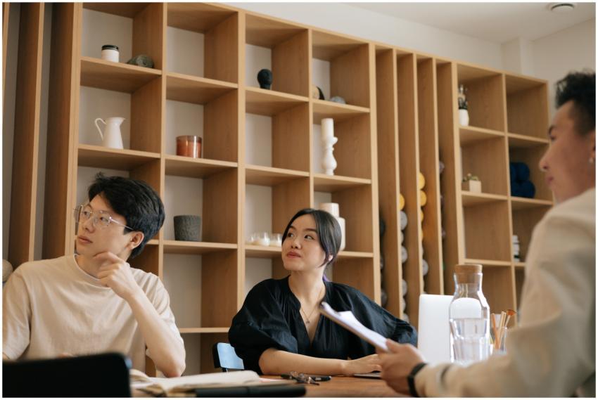 Informal business meeting with diverse colleagues