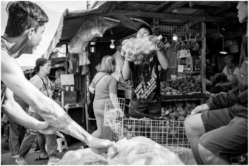 Bustling Market Scene Shoppers