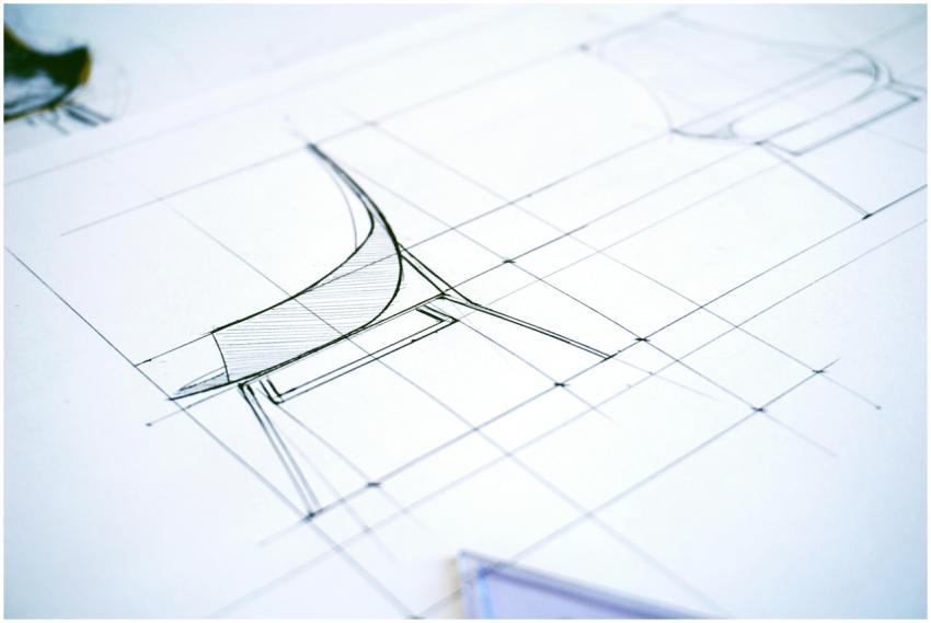 Detailed sketch of a modern chair design showcasin