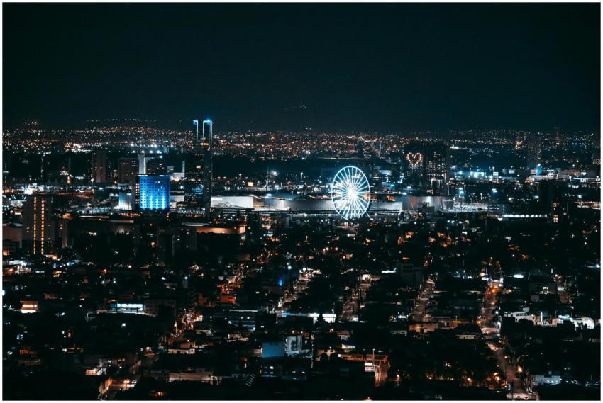 Stunning nighttime aerial view of Puebla city's il