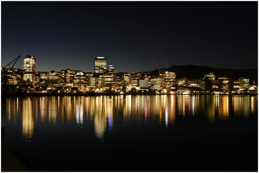A stunning view of Wellington city illuminated at