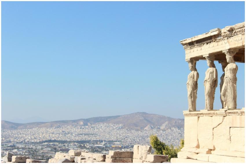 View of the Caryatids of Erechtheion with Athens s