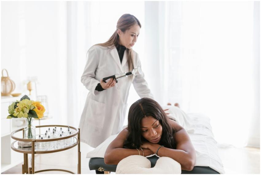 An acupuncturist performs cupping therapy for holi