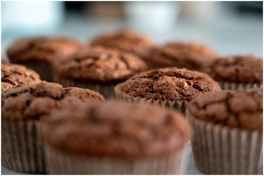 Close-up of homemade chocolate muffins, perfect fo
