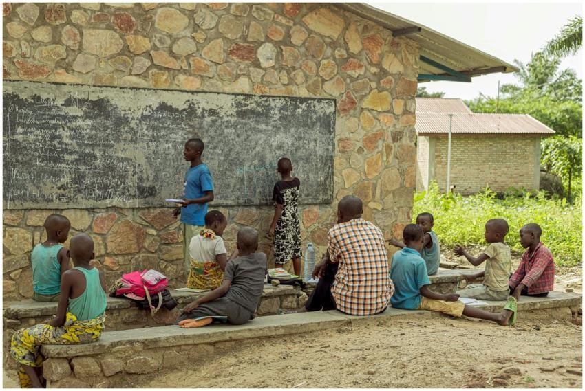 Children learning in an outdoor classroom setting