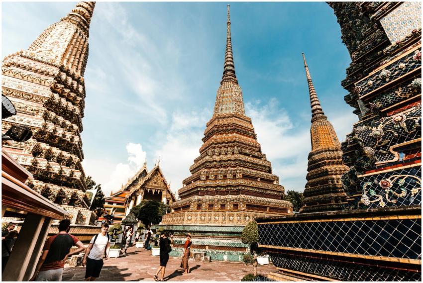 Stunning view of traditional pagodas at Wat Pho un