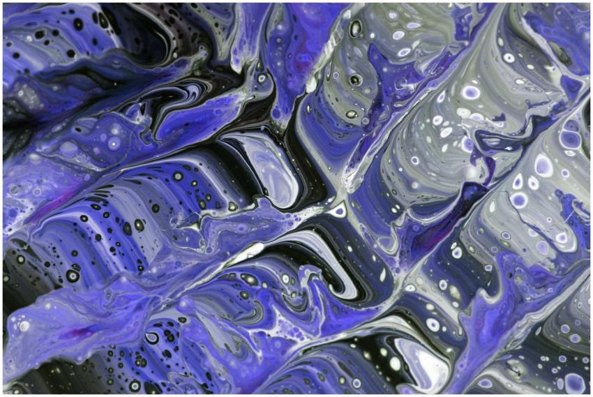 Swirling purple and black abstract fluid art desig