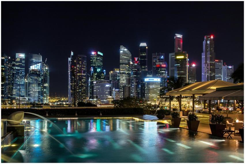 Vibrant night view of Singapore's illuminated skyl