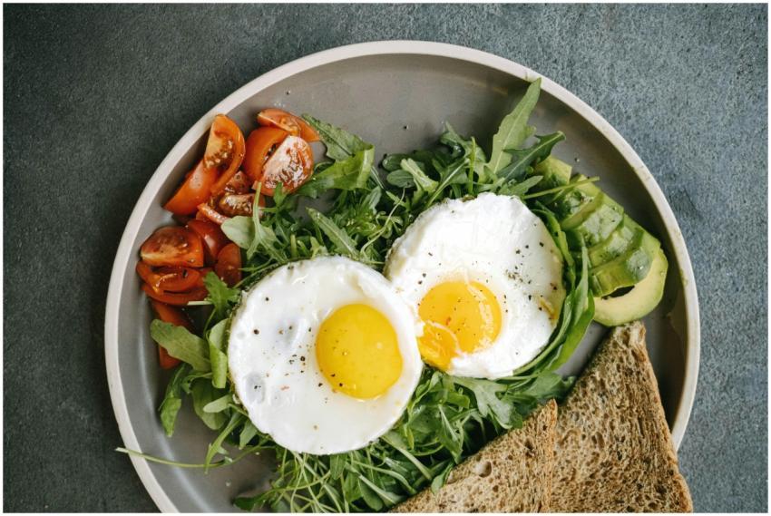 A delicious flat lay of a nutritious breakfast fea