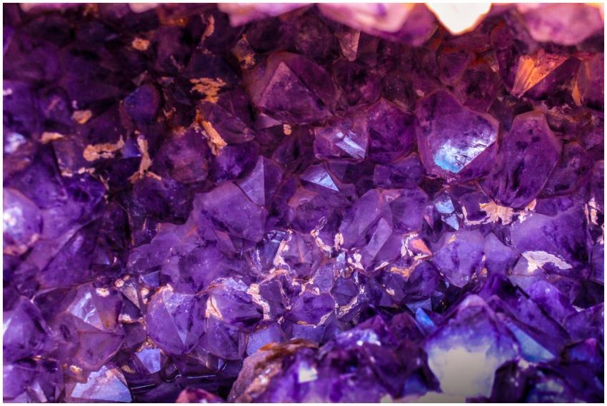 Close-up view of a beautiful amethyst crystal clus