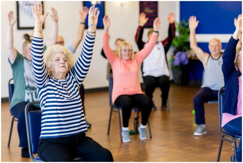 Group of senior adults participating in a chair ex