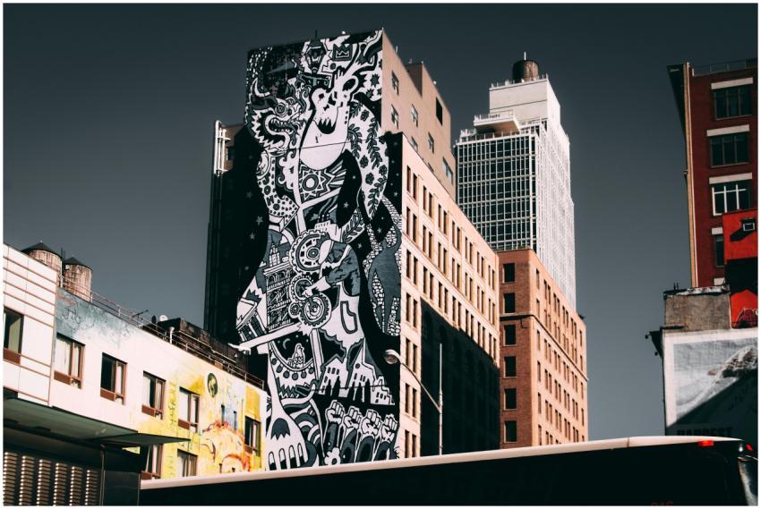 A striking mural on a city building in downtown Ne