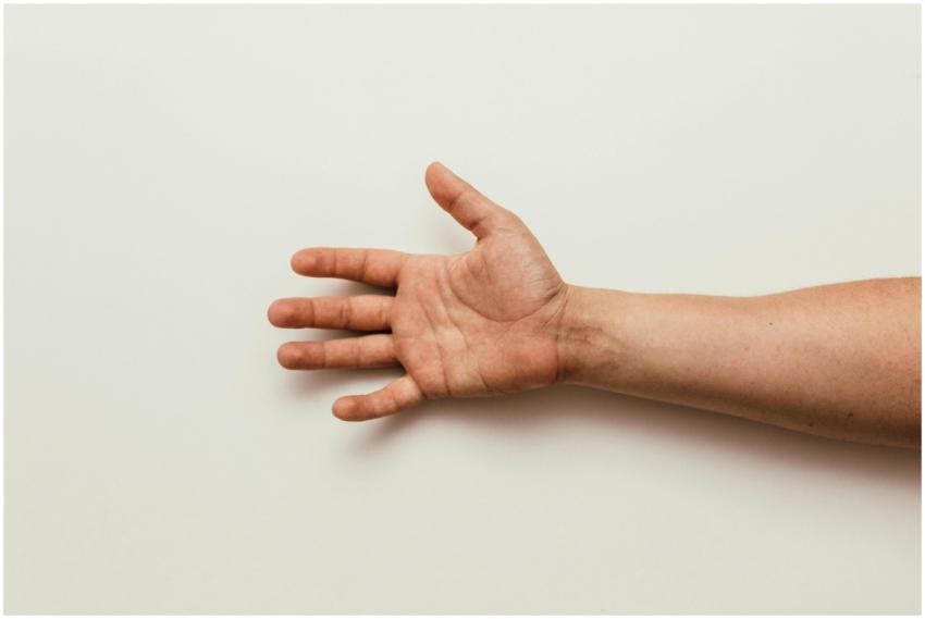 An outstretched human hand with open palm isolated