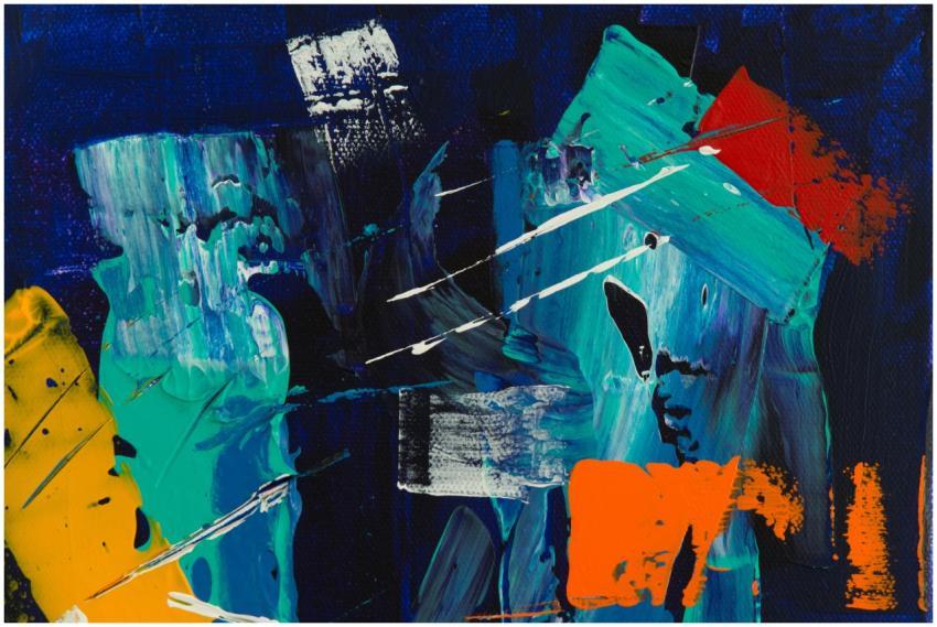 Dynamic abstract painting with bold strokes and vi