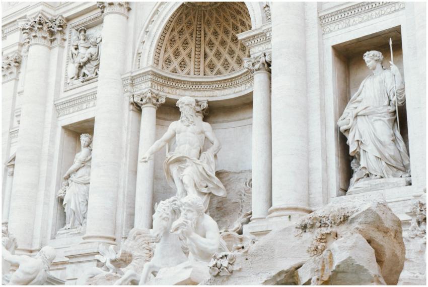 Close-up of the intricate sculptures at the Trevi