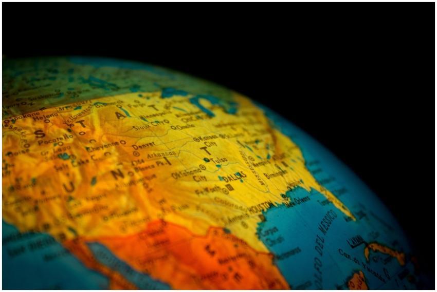 Vibrant close-up of a globe displaying North Ameri