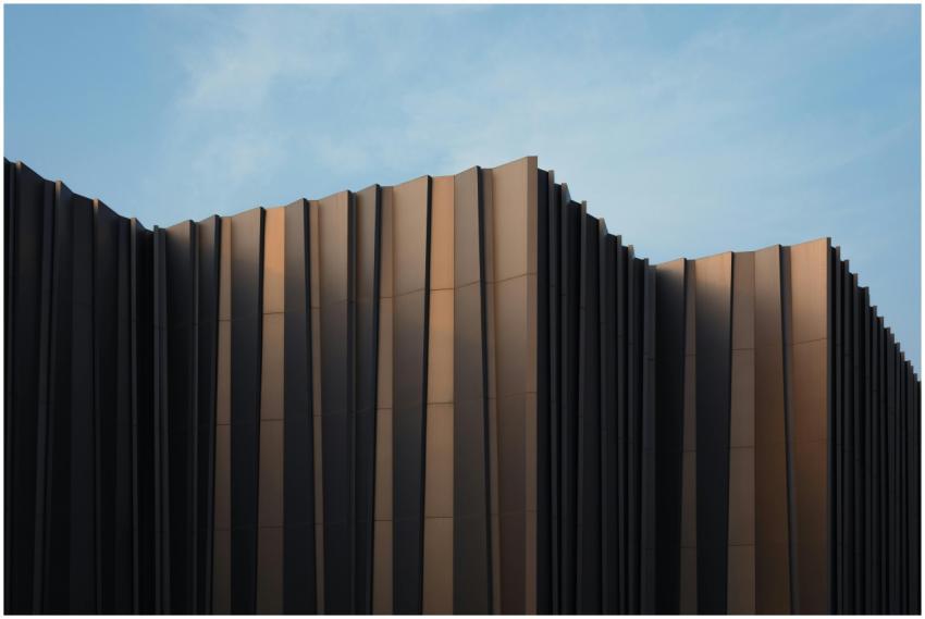 Sleek modern building facade with unique design se