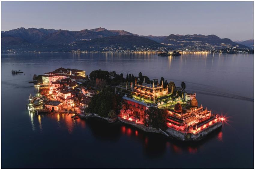 Stunning aerial photograph of Isola Bella illumina