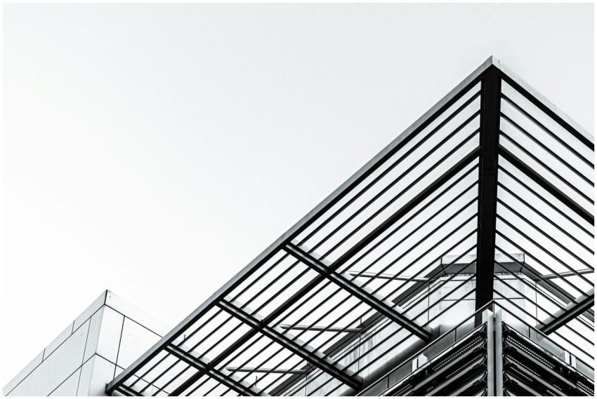 Low angle shot of a modern building with steel and