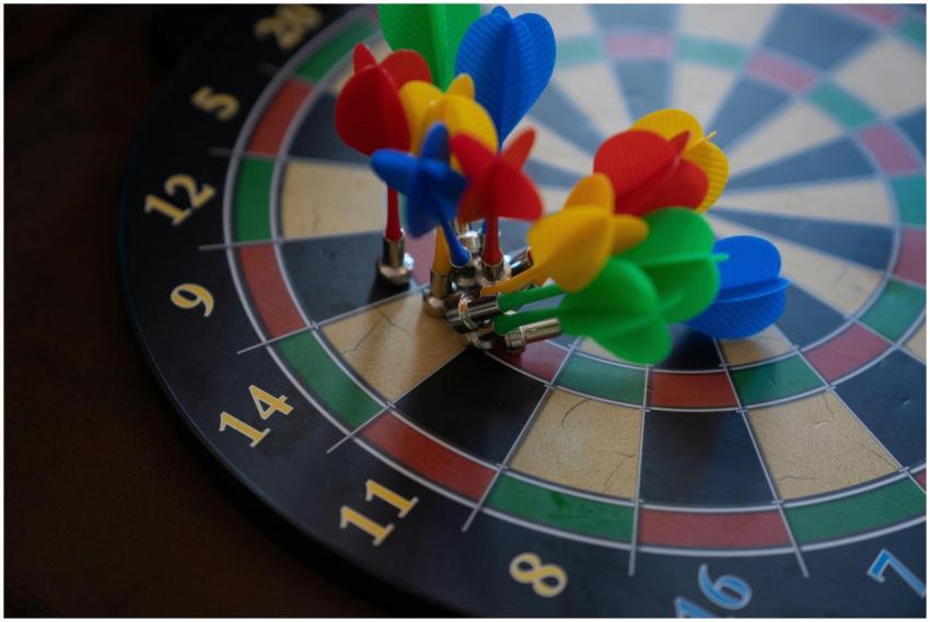 A close-up shot of colorful magnetic darts cluster