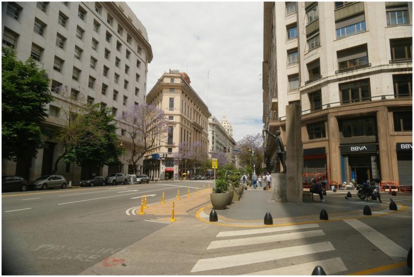 A vibrant street view in Buenos Aires, featuring c