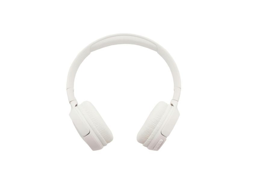 Minimalist white wireless headphones isolated on a