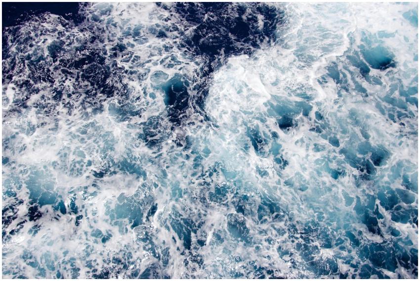 A dramatic view of swirling ocean waves captured f