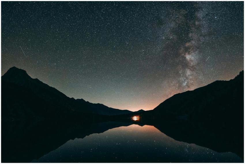 A breathtaking starry night sky with Milky Way ove