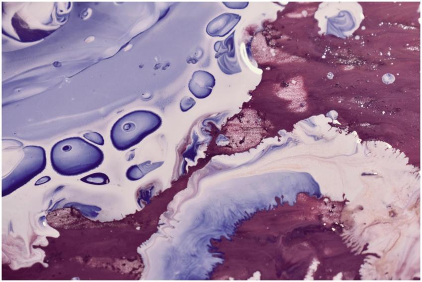 Dynamic flow of vibrant violet and purple acrylics