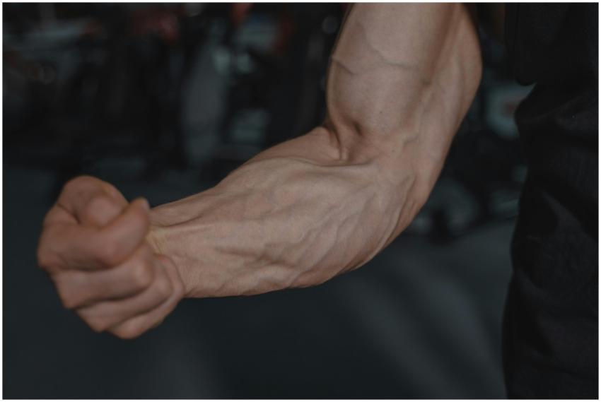 Detailed image of a flexed arm showing prominent v