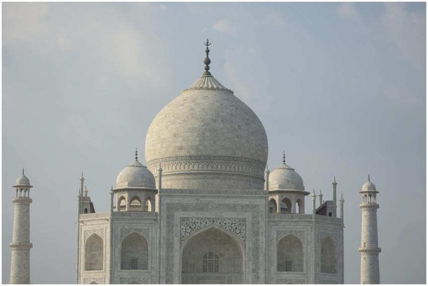 A stunning view of the Taj Mahal's marble dome sho