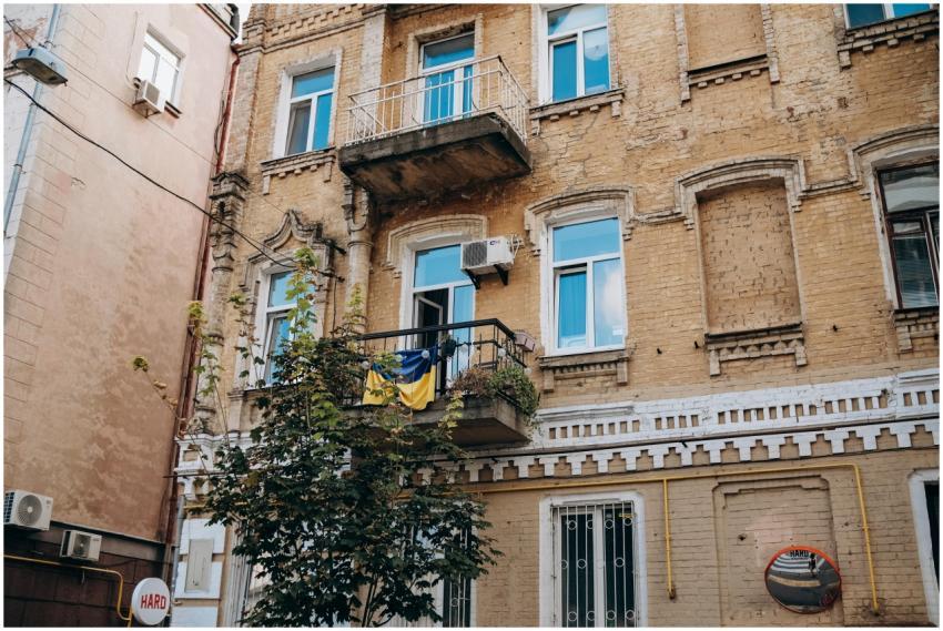 Charming vintage building in Kyiv, displaying hist