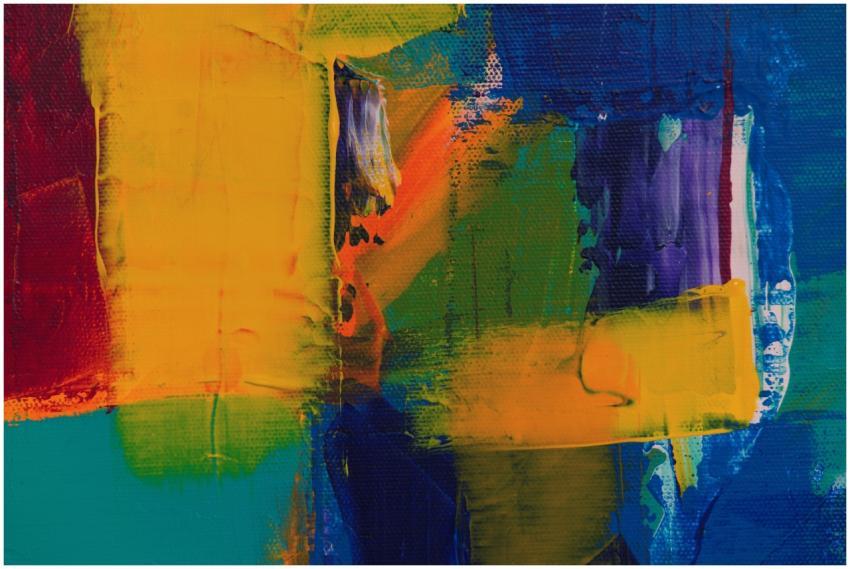 A colorful abstract painting with vivid brushstrok