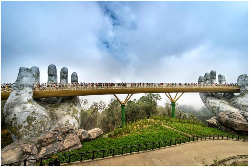 Golden Bridge in Da Nang held by giant stone hands