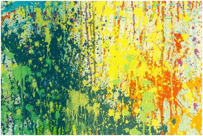 Colorful abstract painting with vibrant splatters